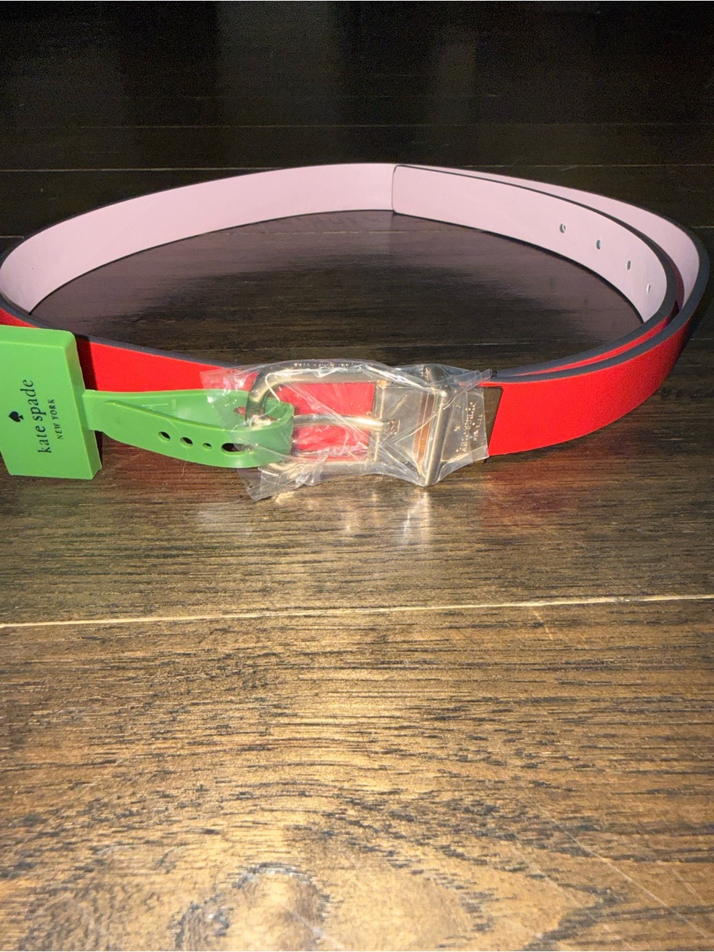 kate spade Red and Pink Reversible Leather Belt